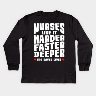 Carer Caregiver Nurse Profession CPR Kids Long Sleeve T-Shirt